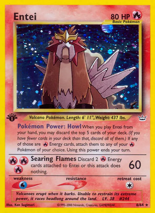 Entei Pokemon card from Neo Revelation