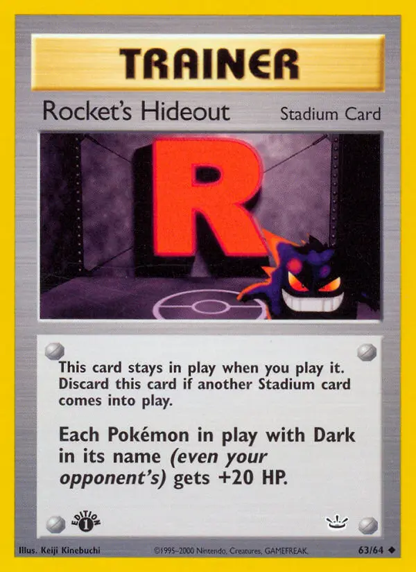 Rocket's Hideout Pokemon card from Neo Revelation
