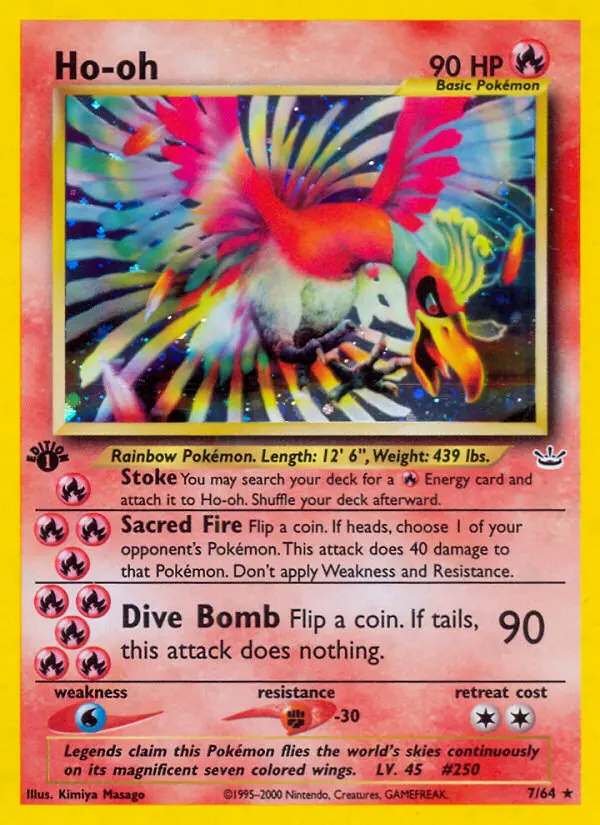Ho-oh Pokemon card from Neo Revelation