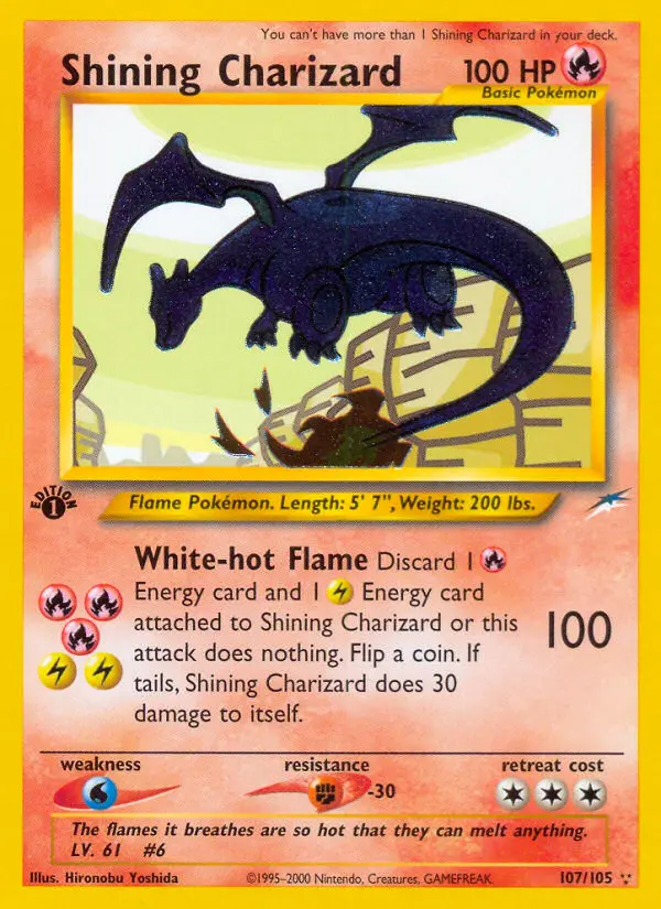 Shining Charizard Pokemon card from Neo Destiny
