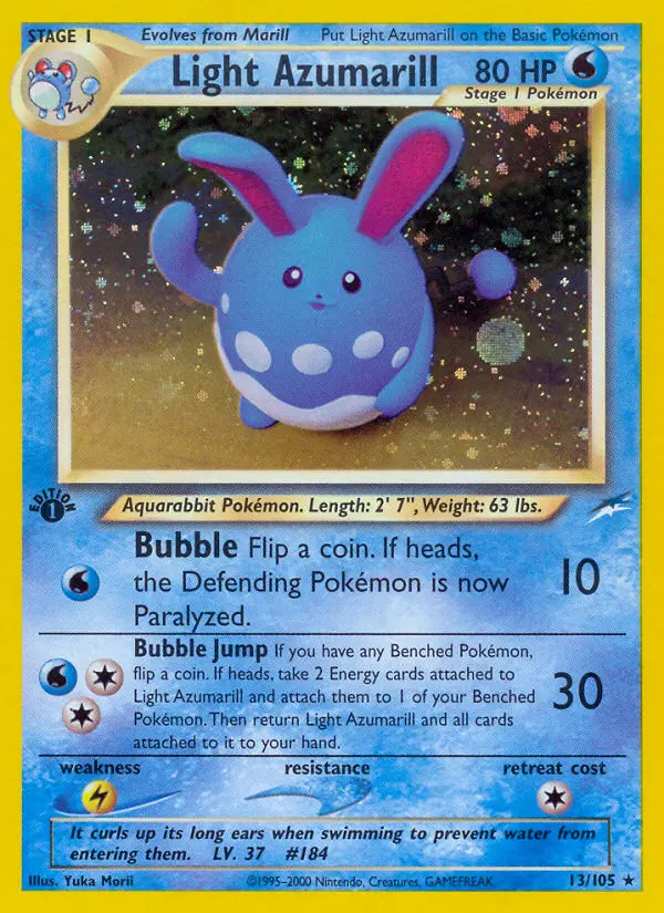 Light Azumarill Pokemon card from Neo Destiny