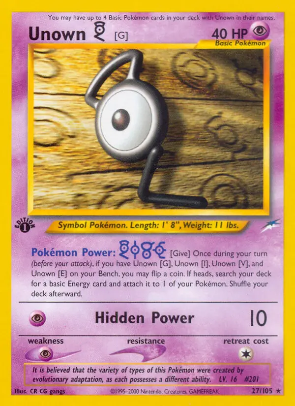 Unown [G] Pokemon card from Neo Destiny