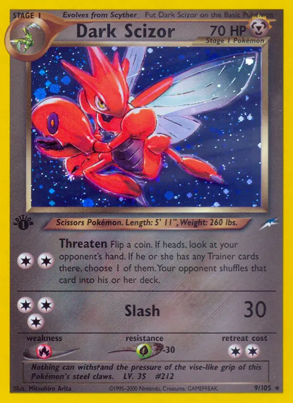Dark Scizor Pokemon card from Neo Destiny