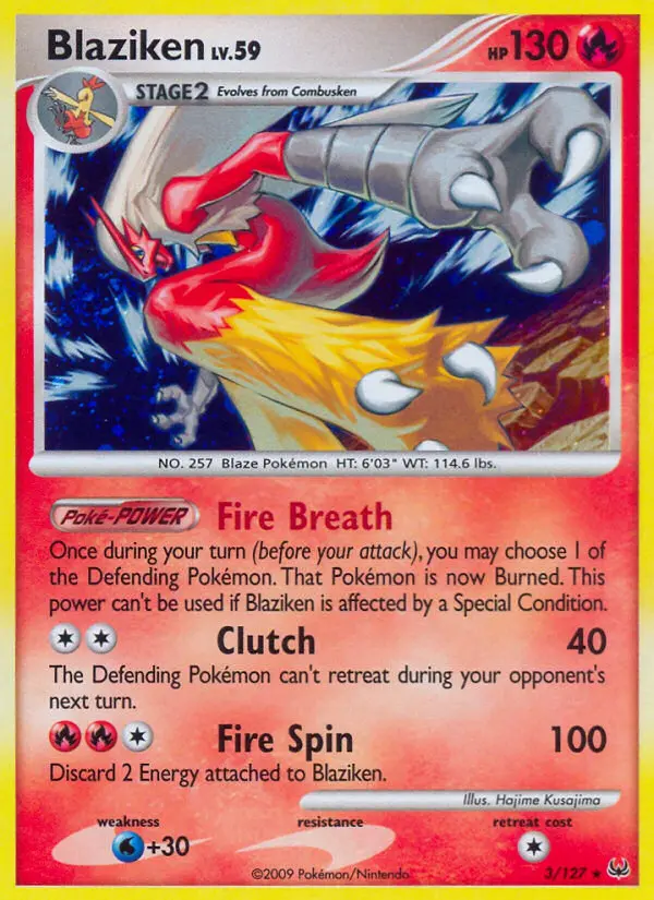 Blaziken Pokemon card from Platinum