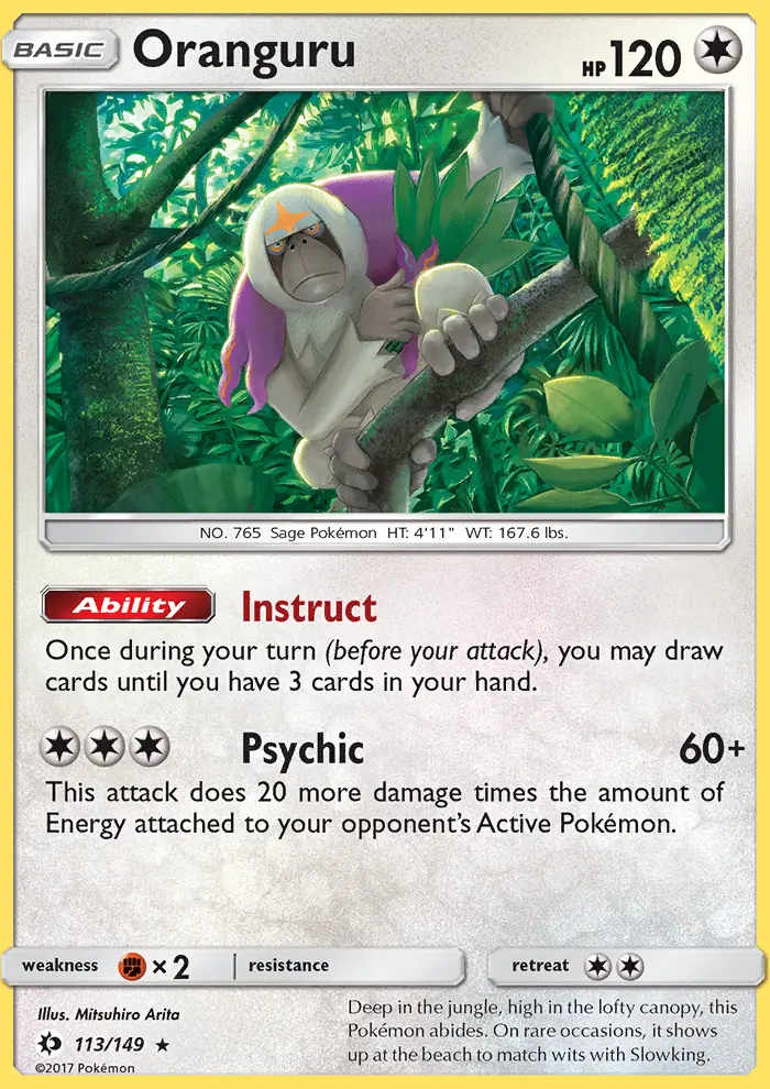 Oranguru Pokemon card from Sun & Moon