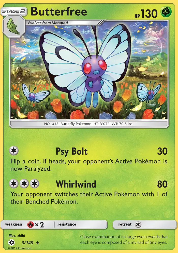 Butterfree Pokemon card from Sun & Moon