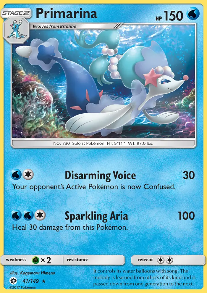 Primarina Pokemon card from Sun & Moon