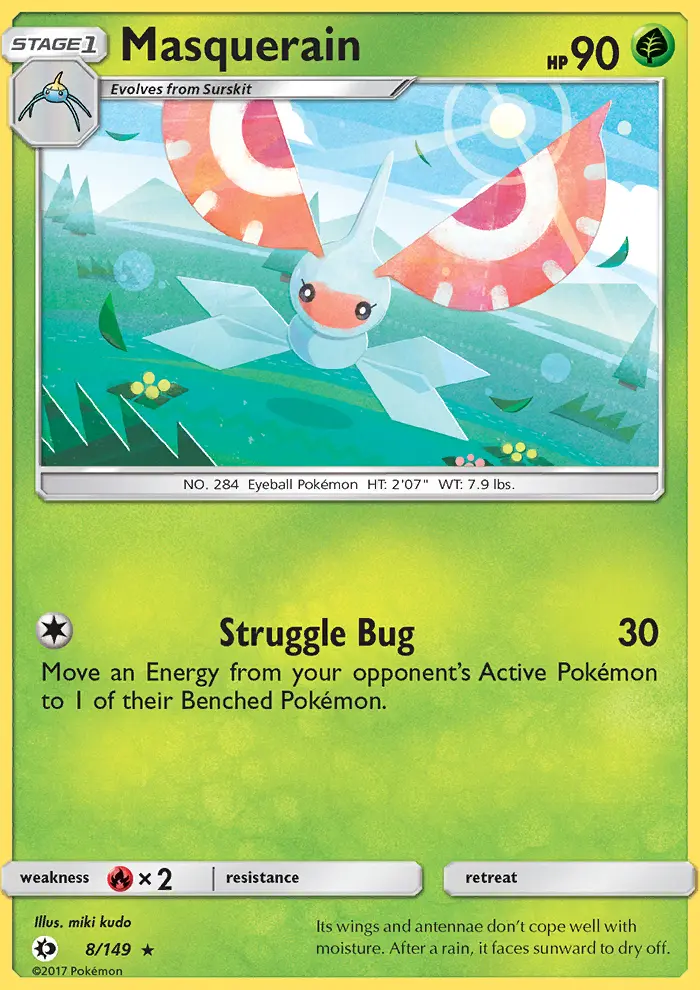 Masquerain Pokemon card from Sun & Moon