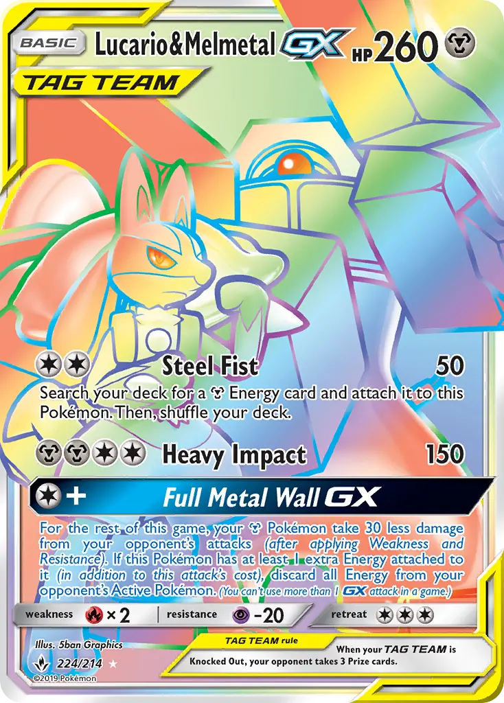 Lucario & Melmetal GX Pokemon card from Unbroken Bonds