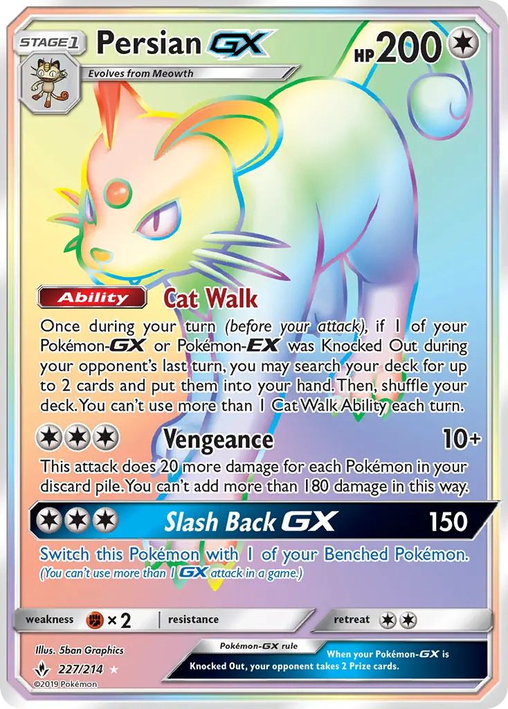 Persian GX Pokemon card from Unbroken Bonds