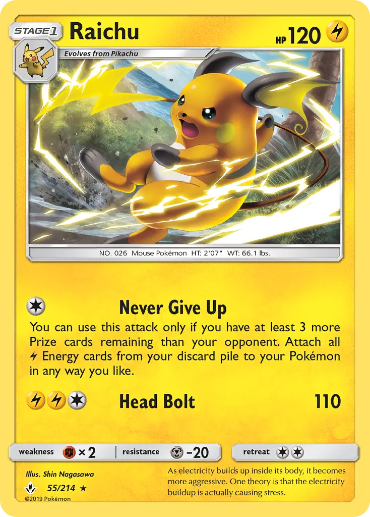 Raichu Pokemon card from Unbroken Bonds