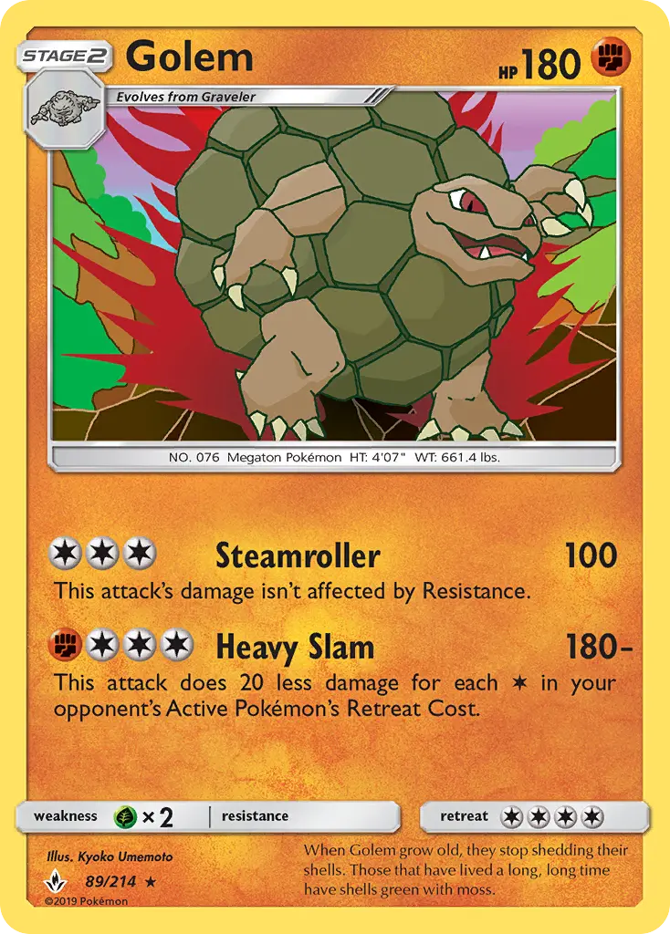 Golem Pokemon card from Unbroken Bonds