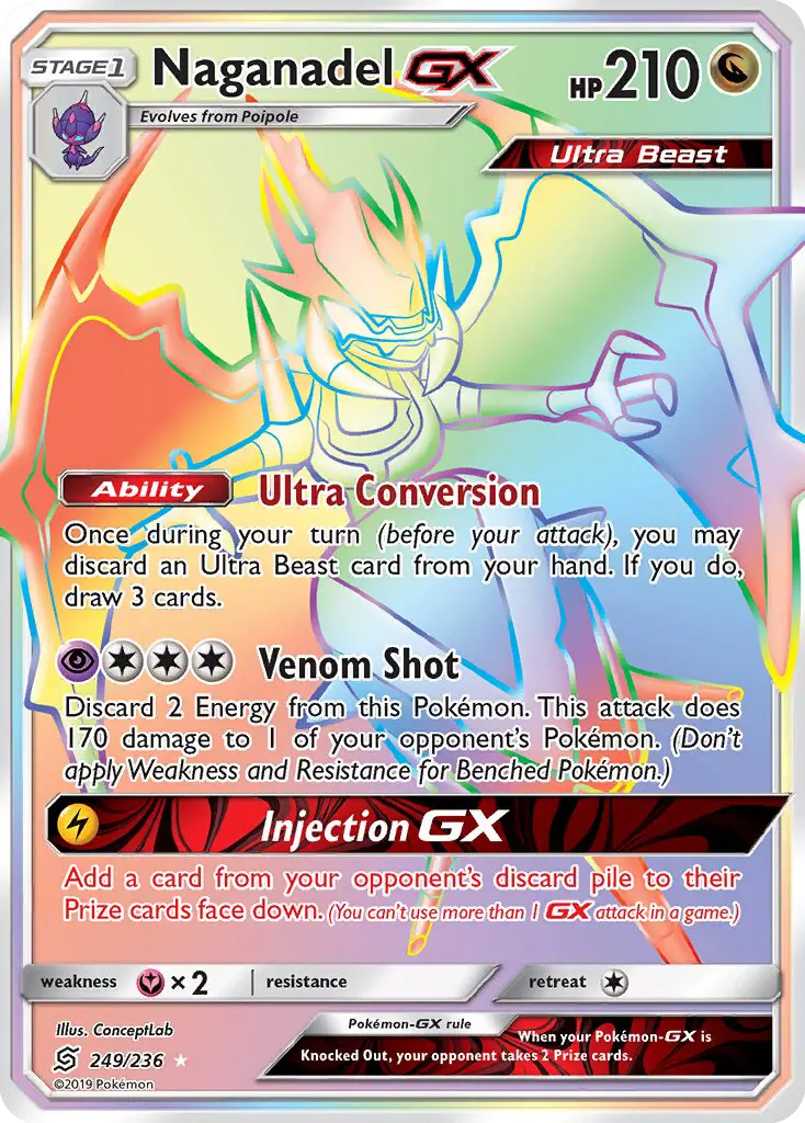 Naganadel GX Pokemon card from Unified Minds