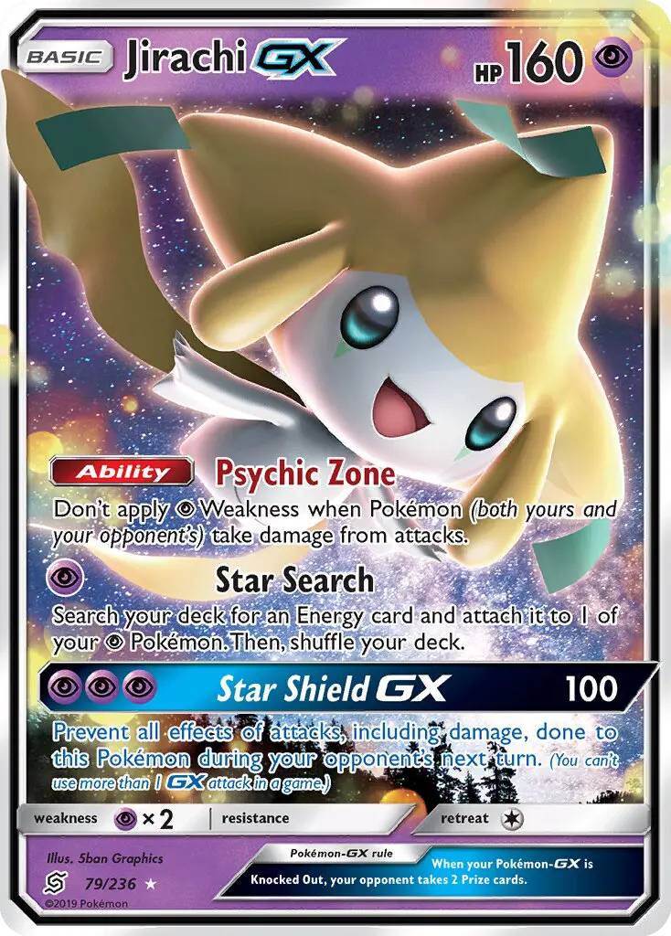 Jirachi GX Pokemon card from Unified Minds