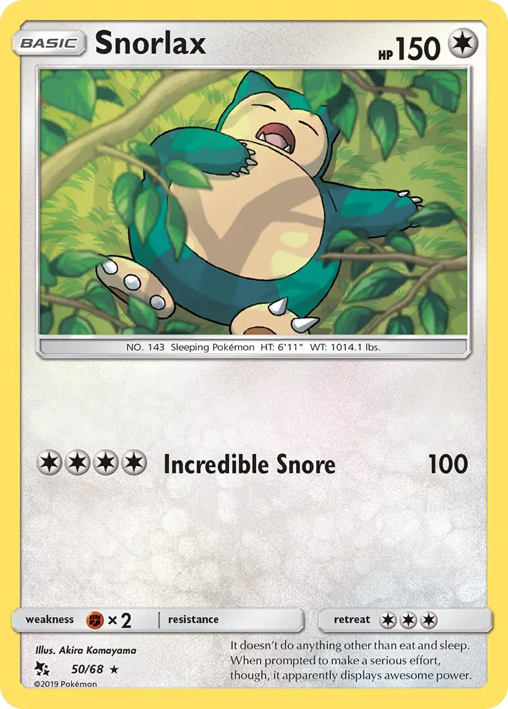 Snorlax Pokemon card from Hidden Fates