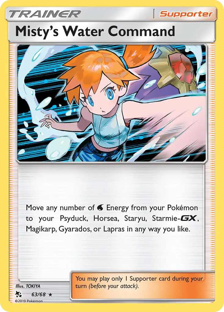 Misty’s Water Command Pokemon card from Hidden Fates