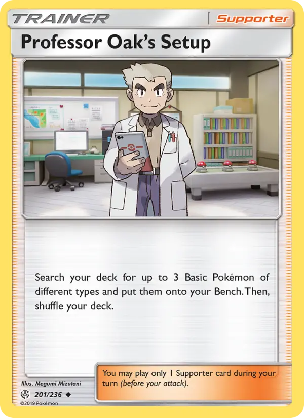 Professor Oak’s Setup Pokemon card from Cosmic Eclipse