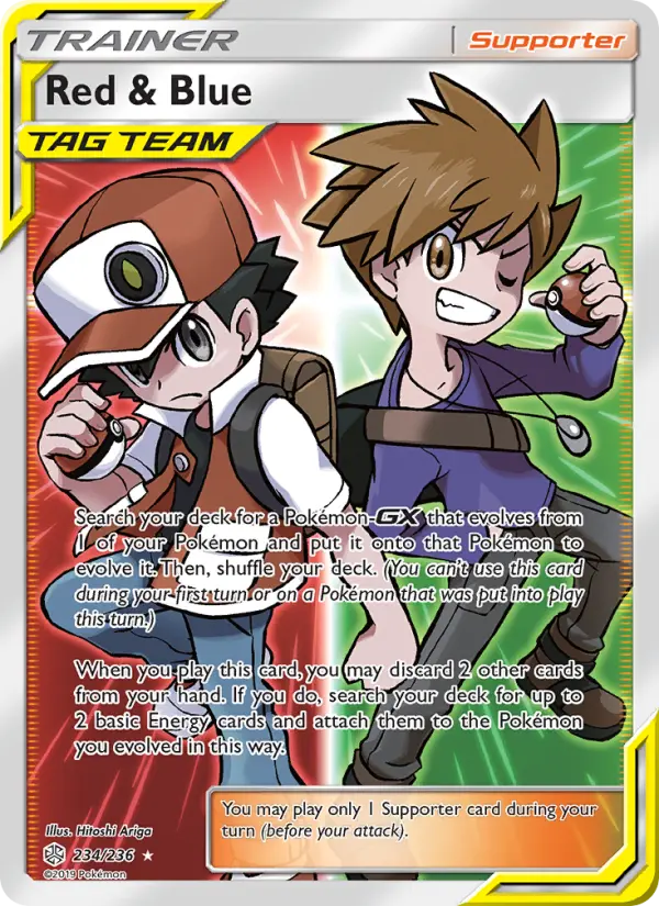 Red & Blue Pokemon card from Cosmic Eclipse