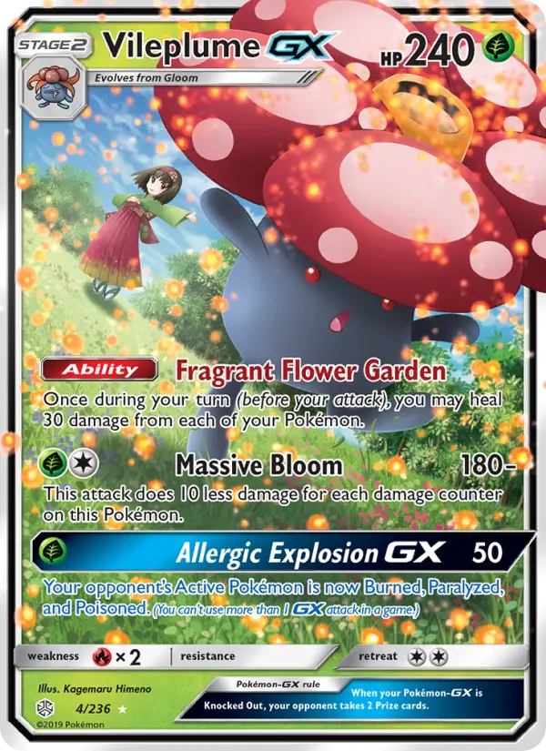 Vileplume GX Pokemon card from Cosmic Eclipse