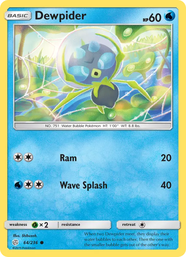 Dewpider Pokemon card from Cosmic Eclipse