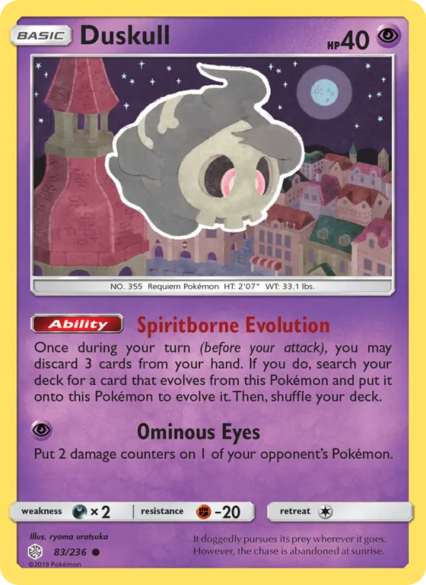 Duskull Pokemon card from Cosmic Eclipse