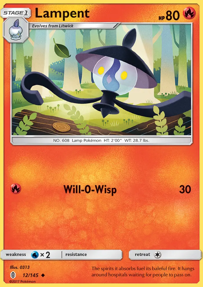 Lampent Pokemon card from Guardians Rising