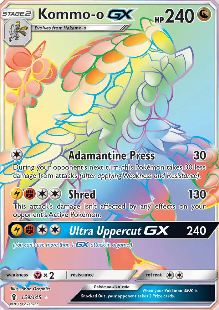 Kommo-o GX Pokemon card from Guardians Rising