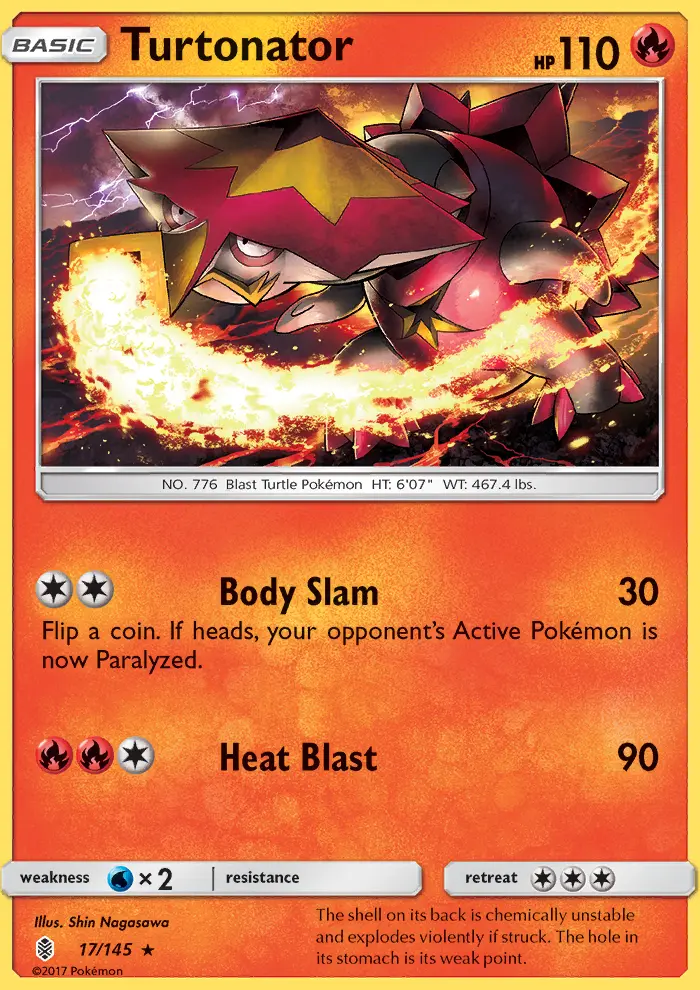 Turtonator Pokemon card from Guardians Rising