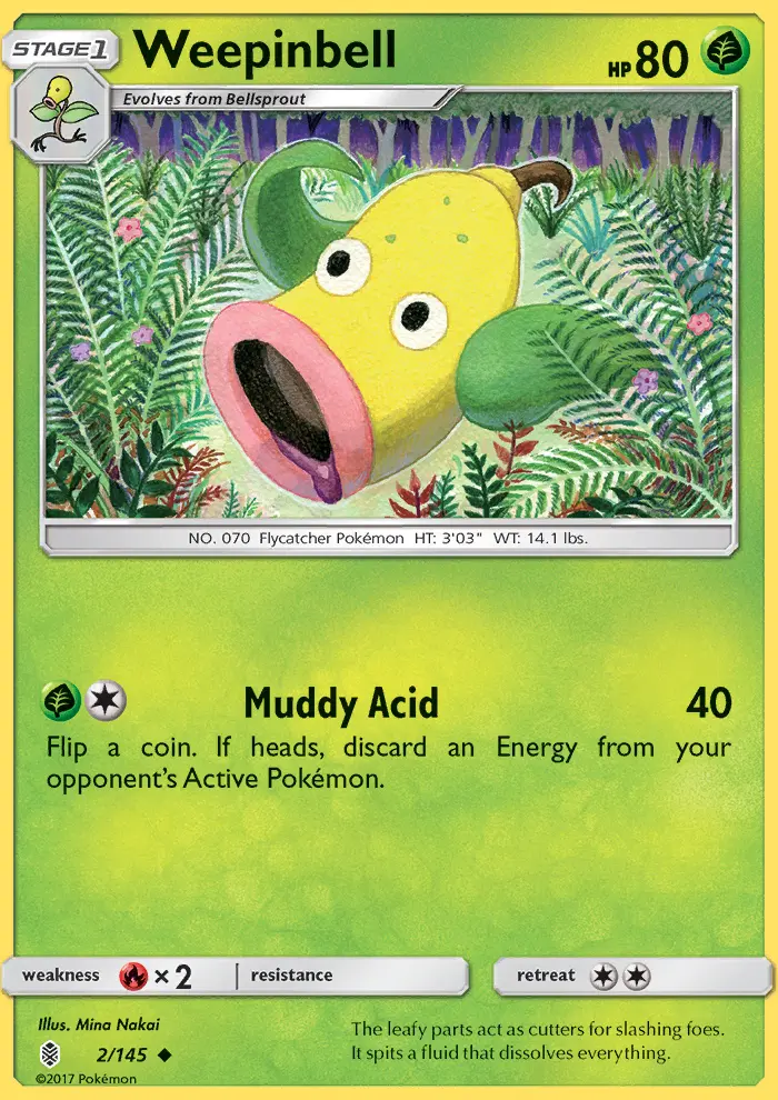 Weepinbell Pokemon card from Guardians Rising