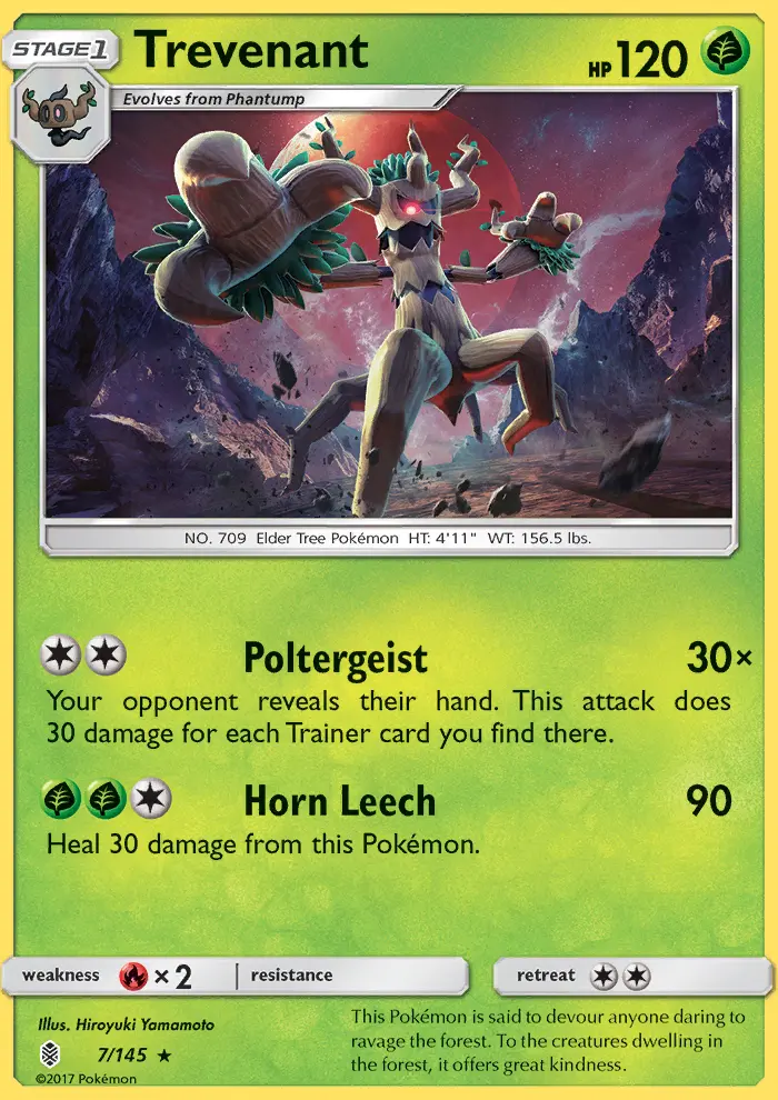 Trevenant Pokemon card from Guardians Rising