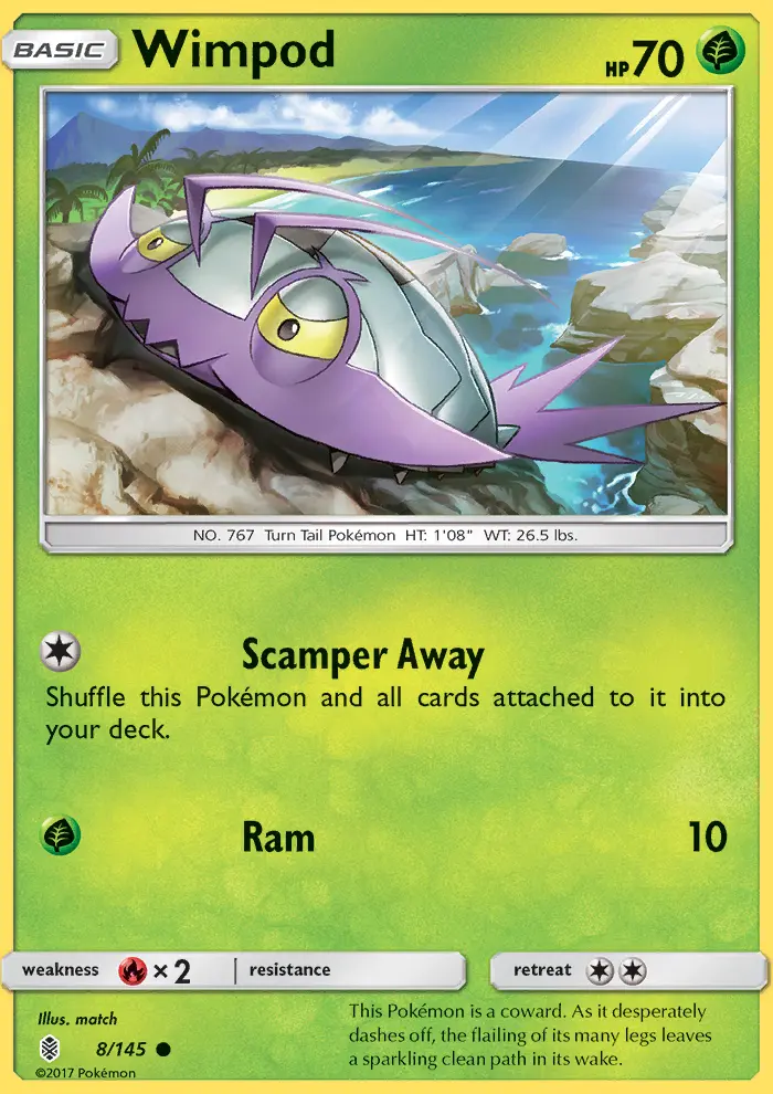 Wimpod Pokemon card from Guardians Rising