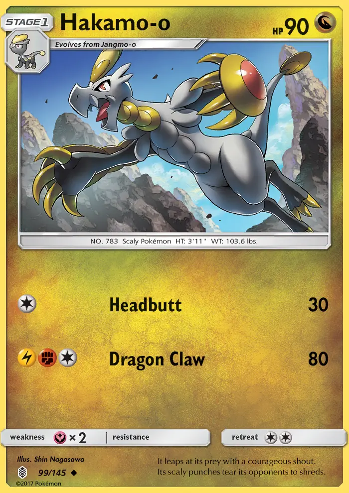 Hakamo-o Pokemon card from Guardians Rising