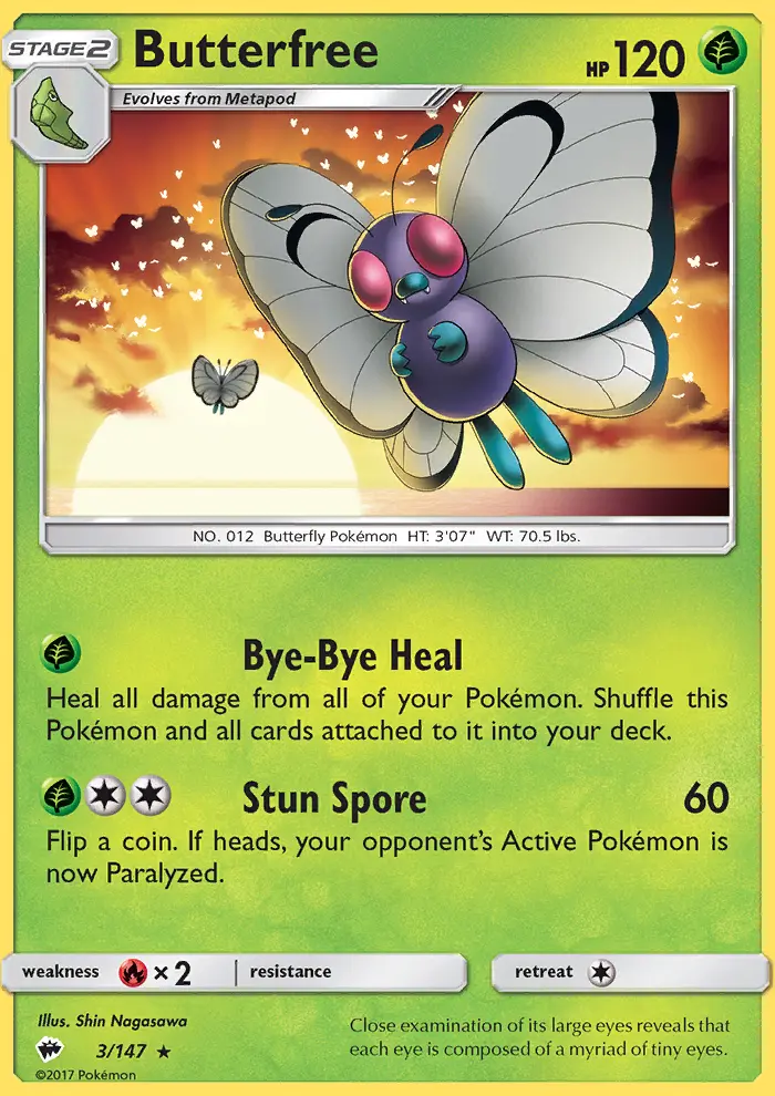 Butterfree Pokemon card from Burning Shadows