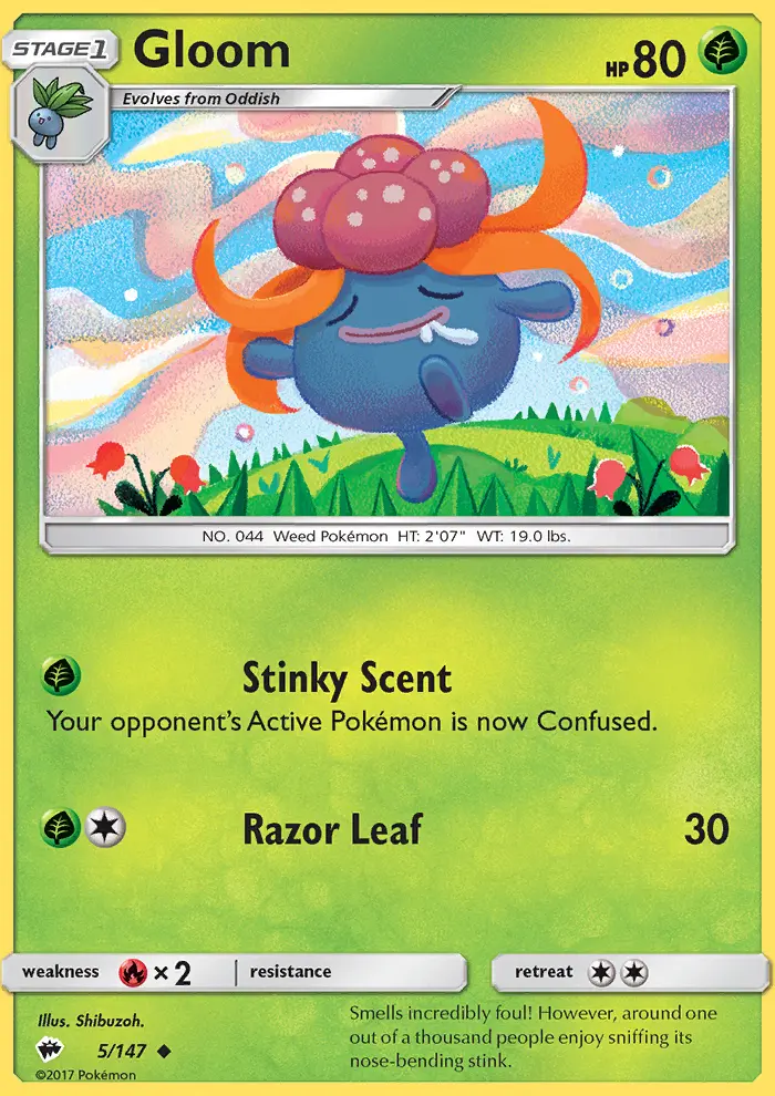 Gloom Pokemon card from Burning Shadows