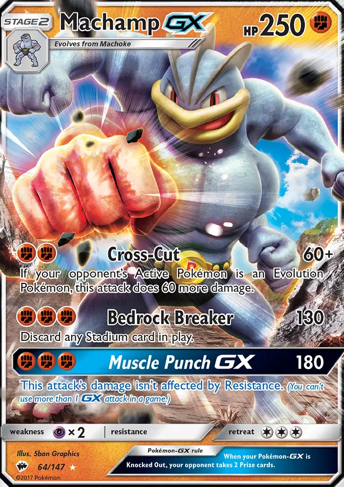 Machamp GX Pokemon card from Burning Shadows