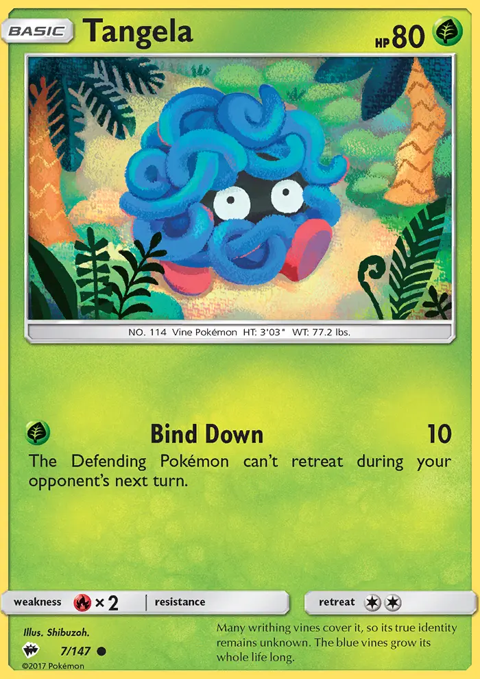Tangela Pokemon card from Burning Shadows