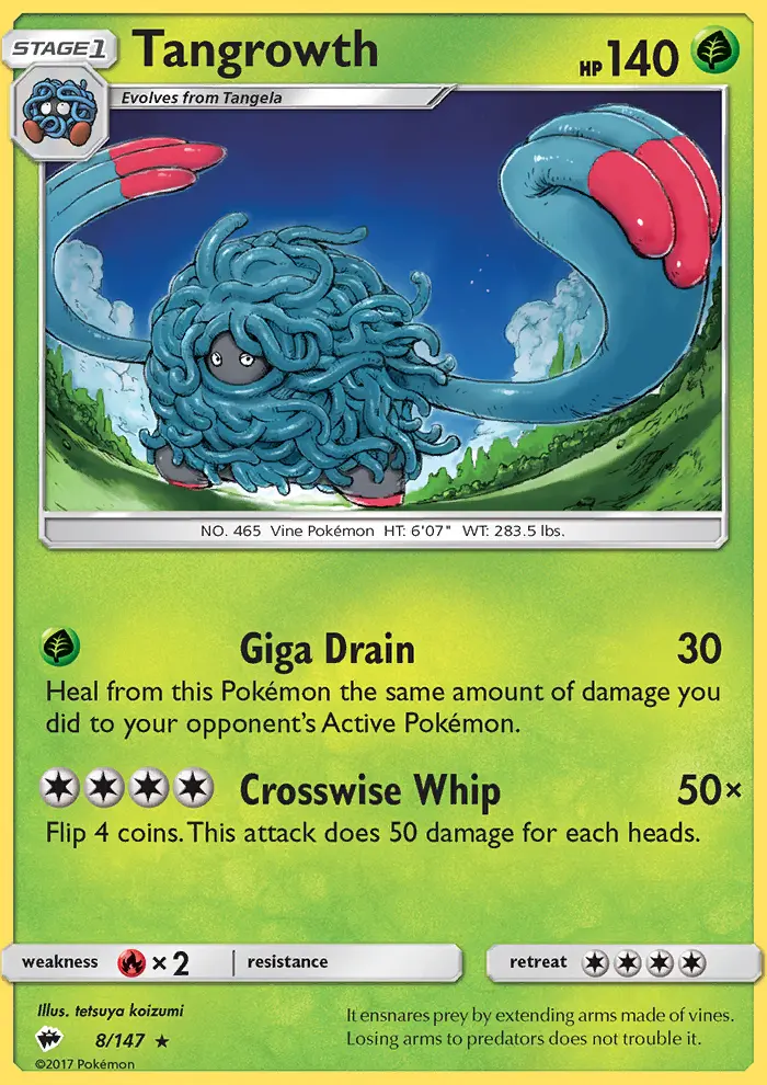 Tangrowth Pokemon card from Burning Shadows