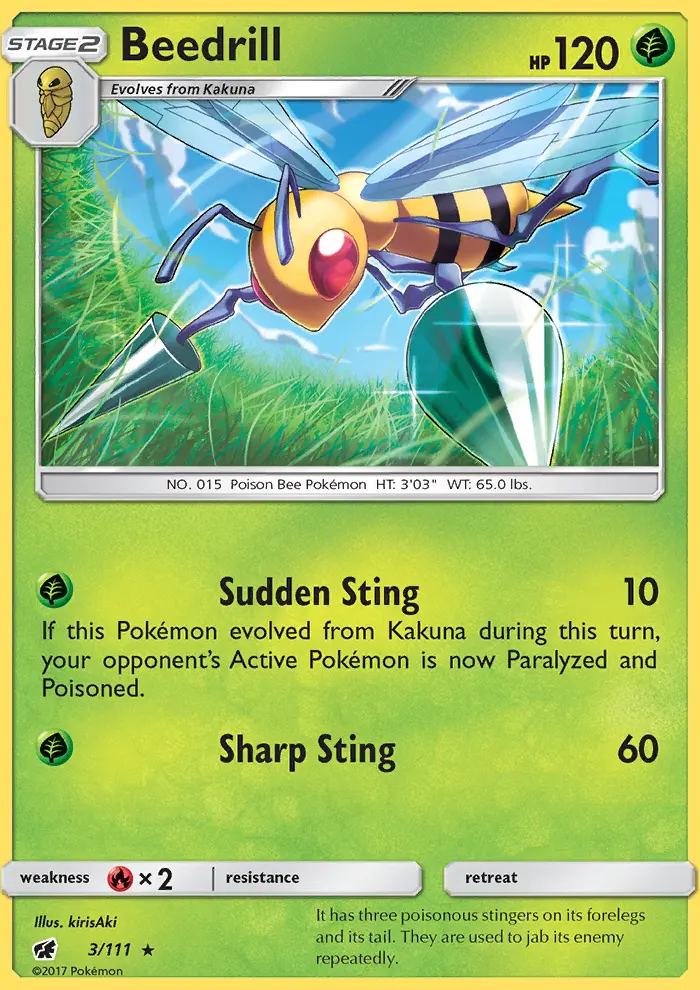 Beedrill Pokemon card from Crimson Invasion