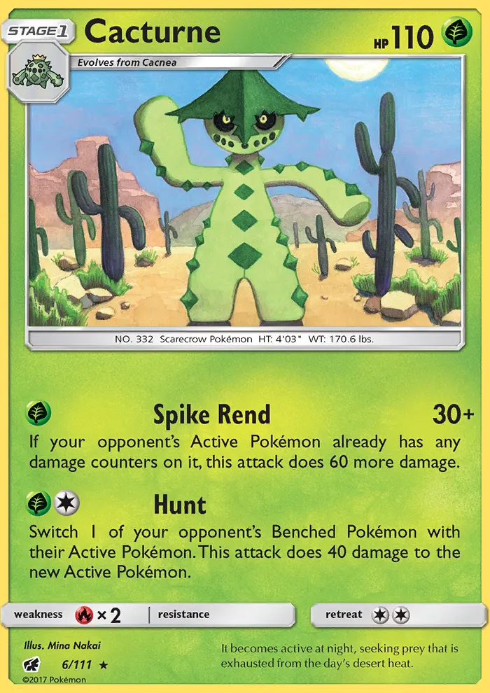 Cacturne Pokemon card from Crimson Invasion
