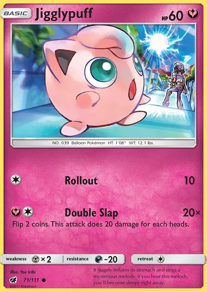 Jigglypuff Pokemon card from Crimson Invasion