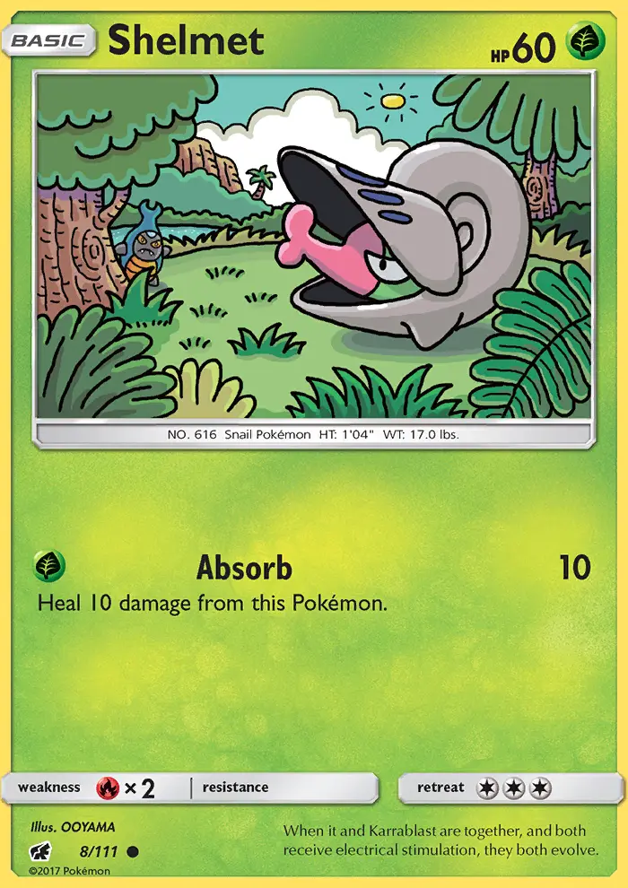 Shelmet Pokemon card from Crimson Invasion