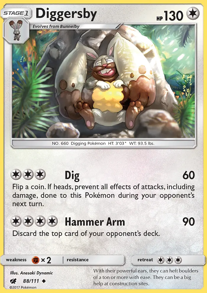 Diggersby Pokemon card from Crimson Invasion