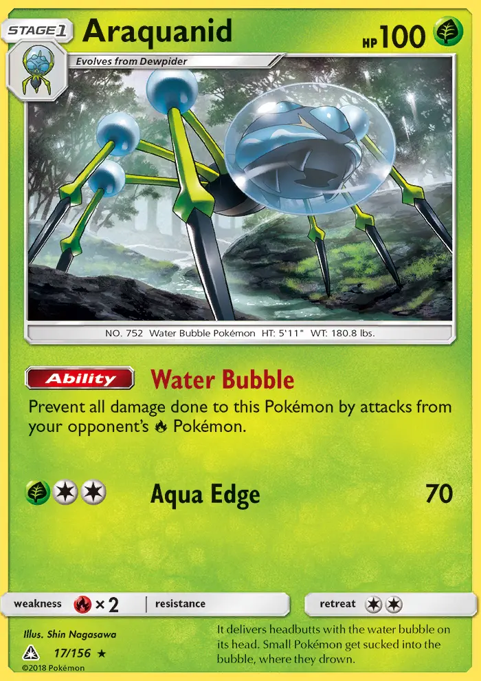Araquanid Pokemon card from Ultra Prism