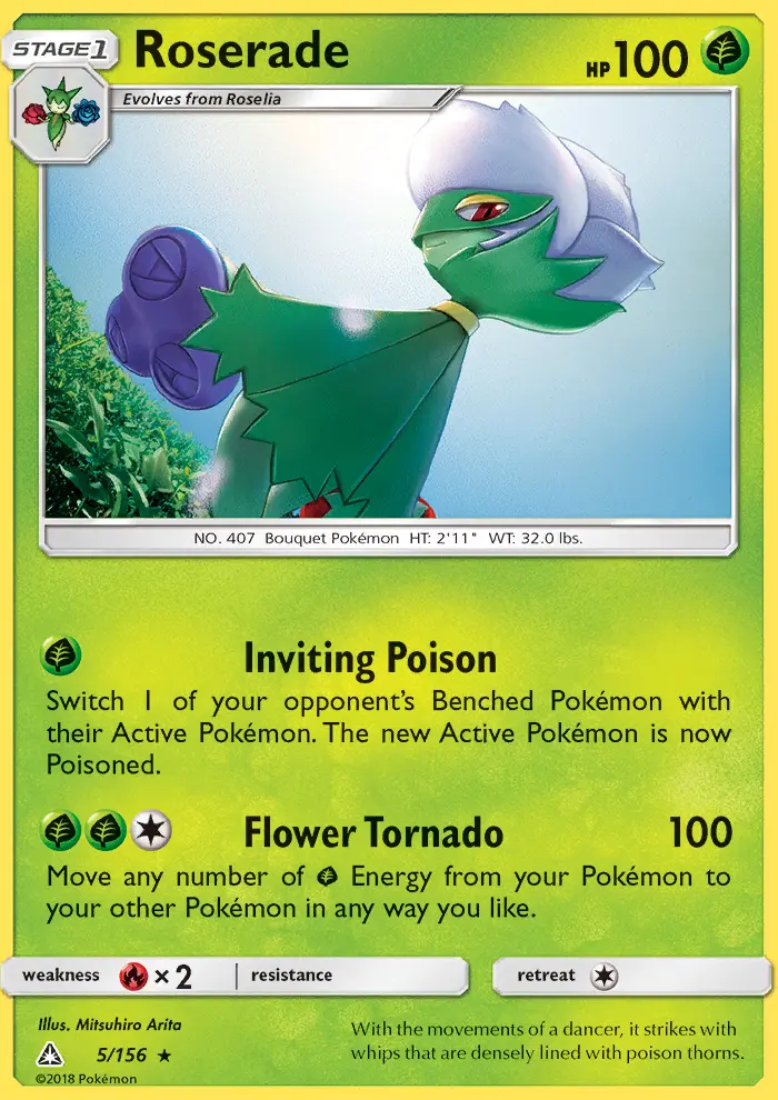 Roserade Pokemon card from Ultra Prism