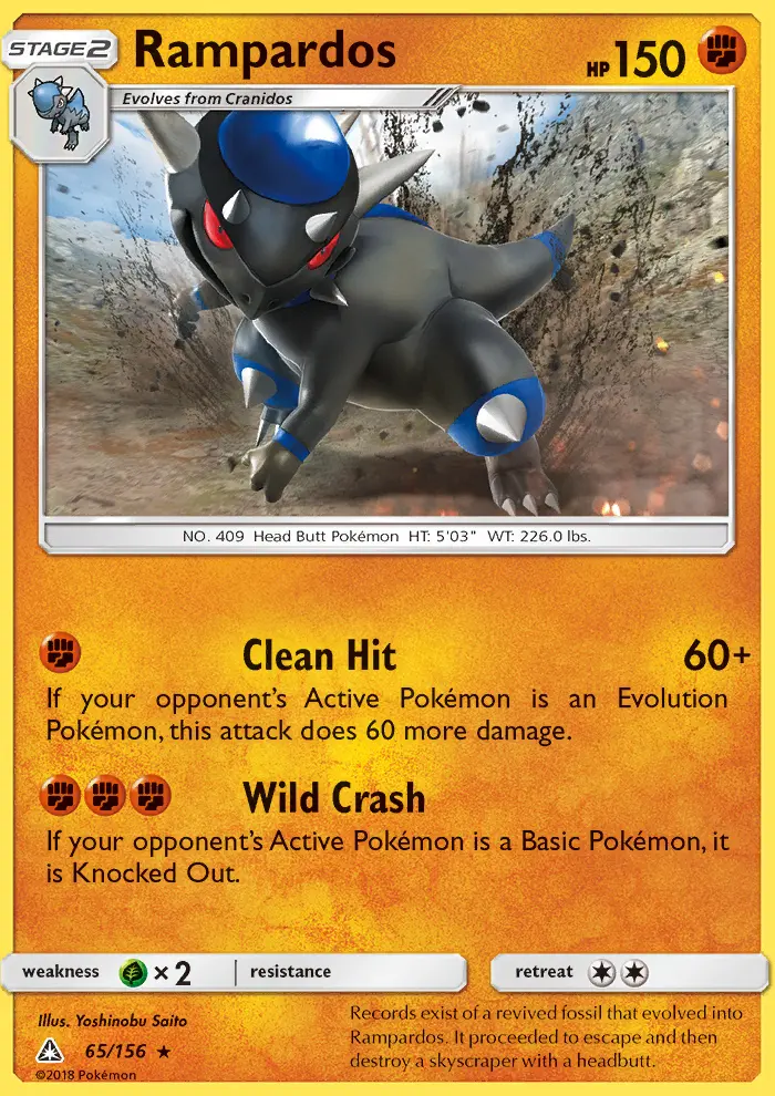 Rampardos Pokemon card from Ultra Prism