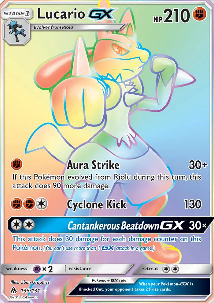 Lucario GX Pokemon card from Forbidden Light