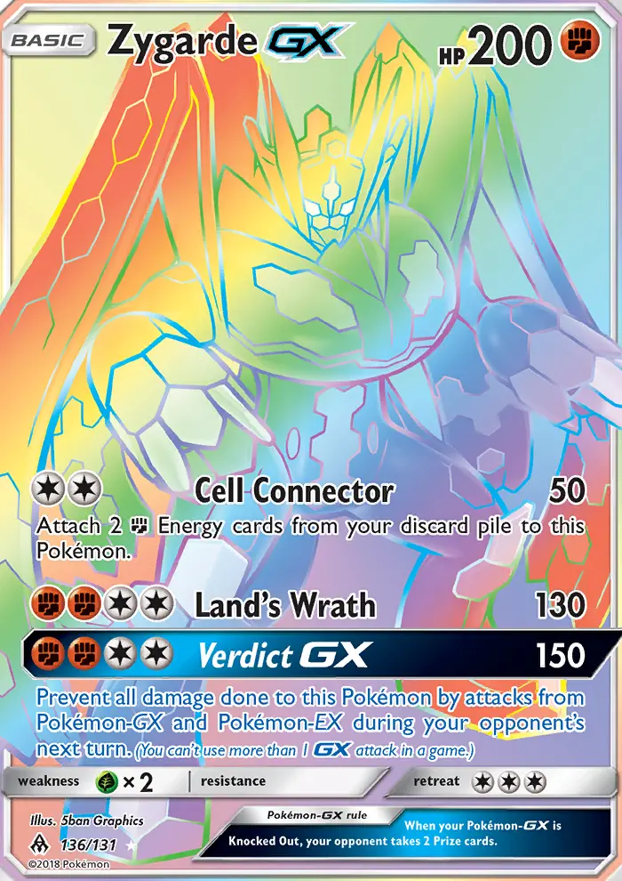 Zygarde GX Pokemon card from Forbidden Light