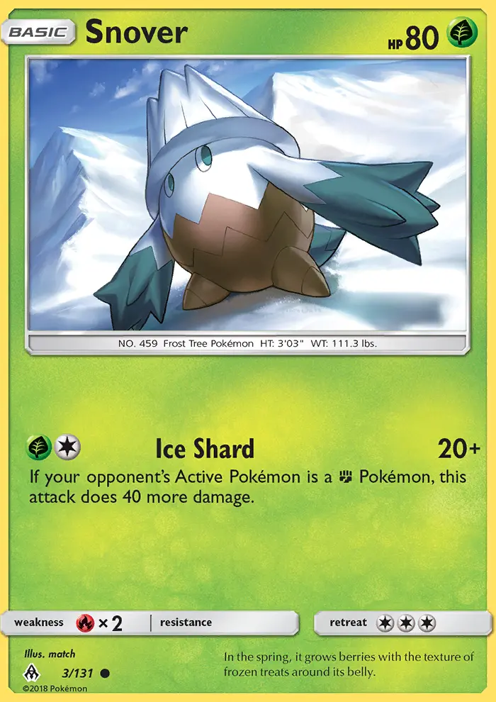 Snover Pokemon card from Forbidden Light