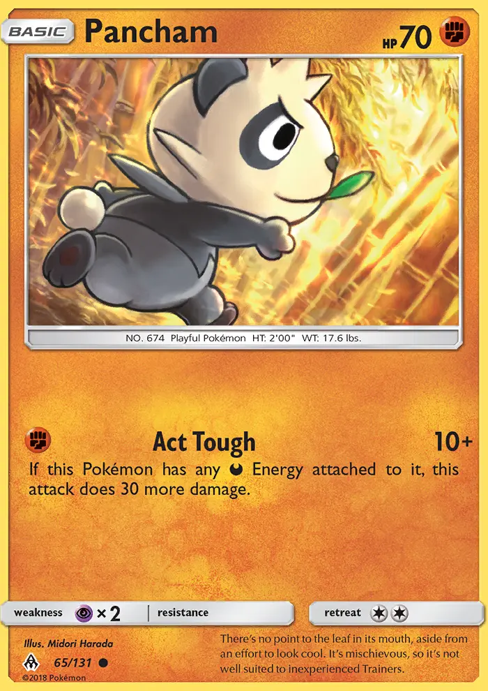 Pancham Pokemon card from Forbidden Light
