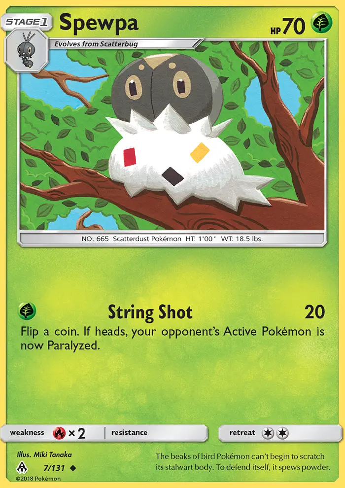 Spewpa Pokemon card from Forbidden Light